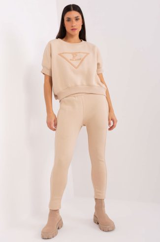 Beige Set in Pants, Trousers, Shorts with Cotton and Polyester