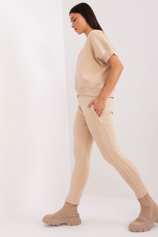 Beige Set in Pants, Trousers, Shorts with Cotton and Polyester