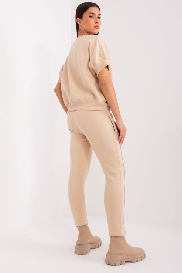 Beige Set in Pants, Trousers, Shorts with Cotton and Polyester
