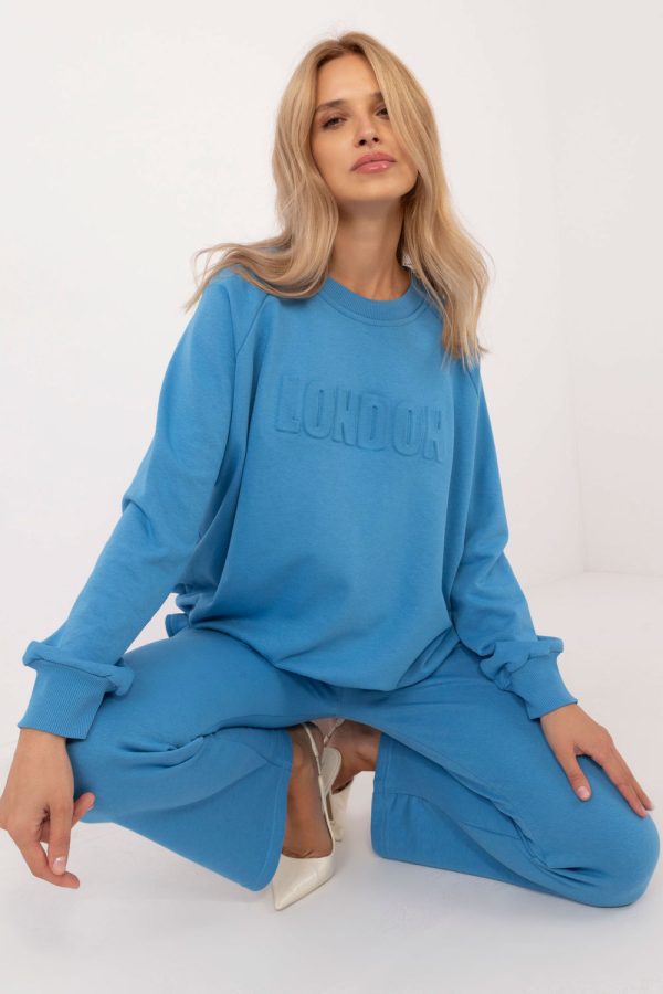 Blue Set in Pants, Trousers, Shorts with Cotton and Polyester