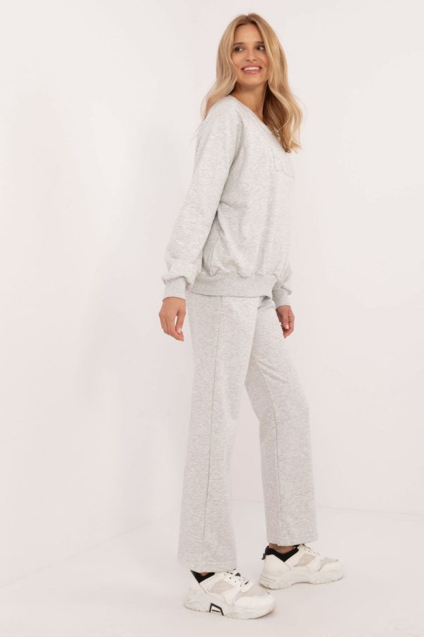 Grey Set in Pants, Trousers, Shorts with Cotton and Polyester