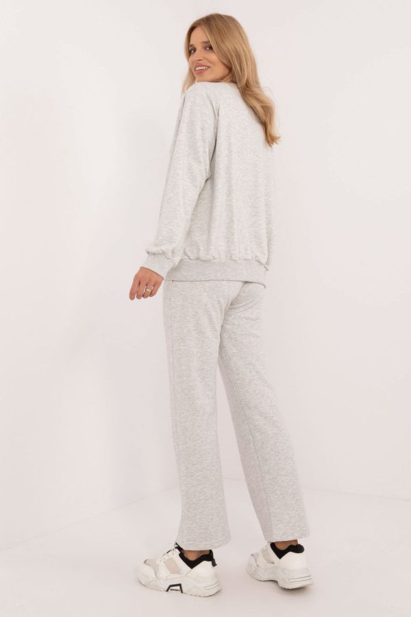 Grey Set in Pants, Trousers, Shorts with Cotton and Polyester
