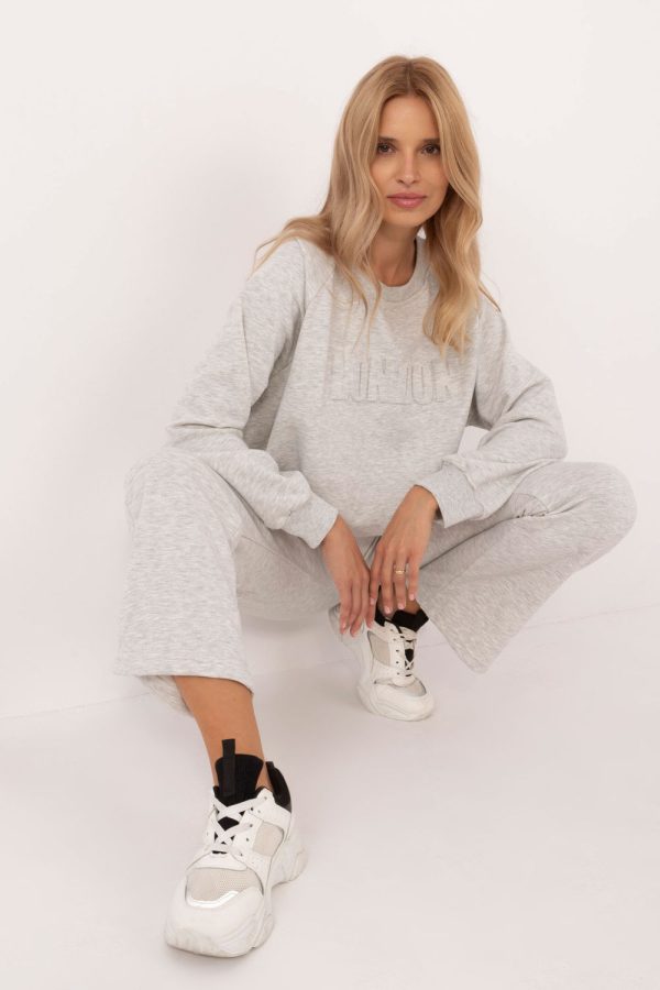 Grey Set in Pants, Trousers, Shorts with Cotton and Polyester