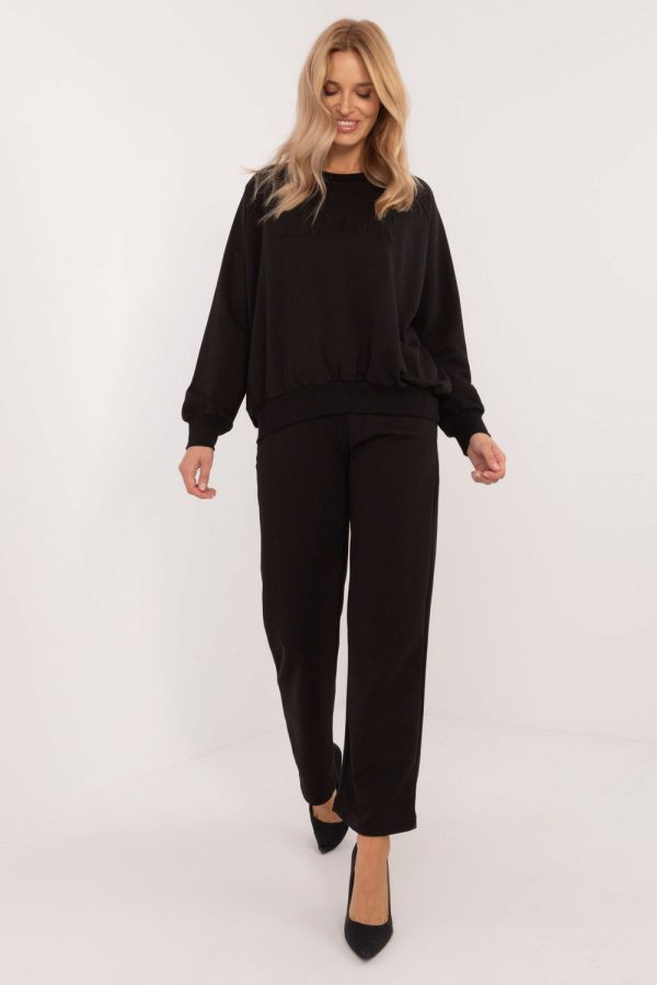 Black Set in Pants, Trousers, Shorts with Cotton and Polyester