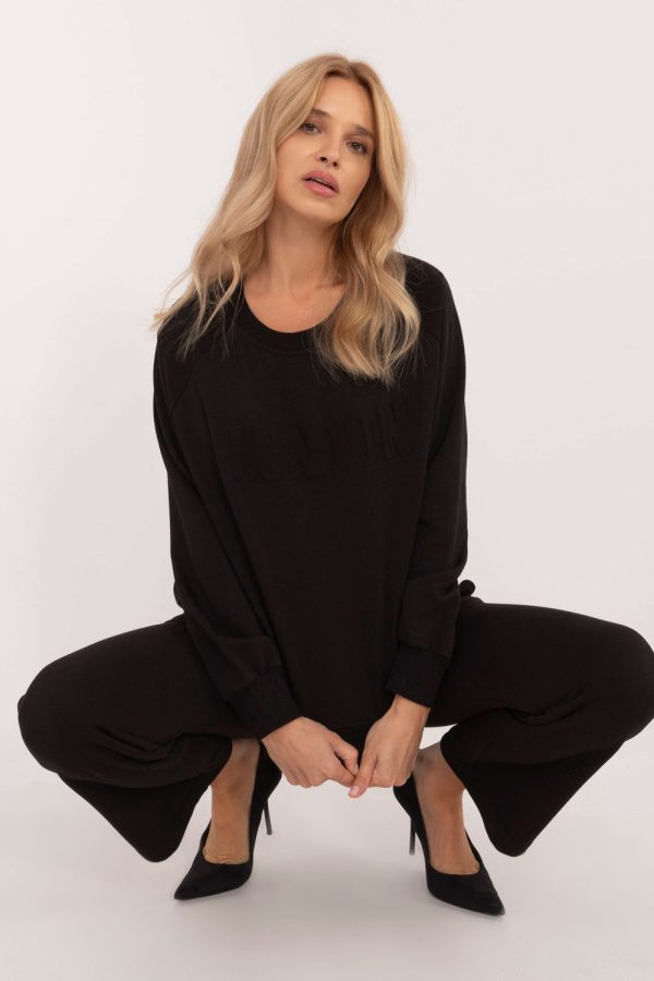 Black Set in Pants, Trousers, Shorts with Cotton and Polyester