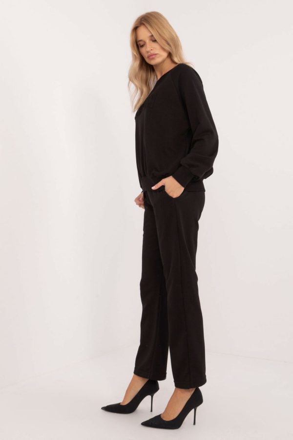Black Set in Pants, Trousers, Shorts with Cotton and Polyester