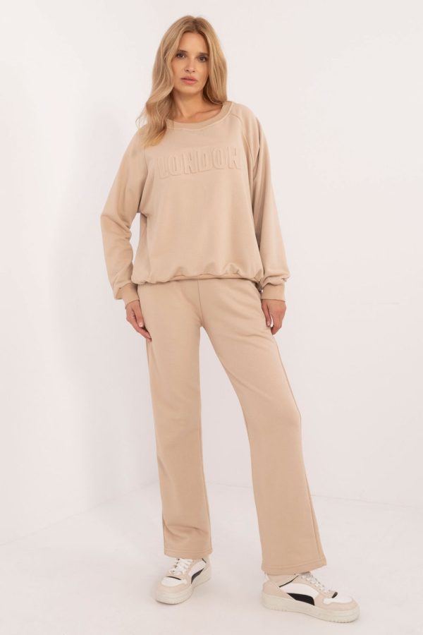 Beige Set in Pants, Trousers, Shorts with Cotton and Polyester