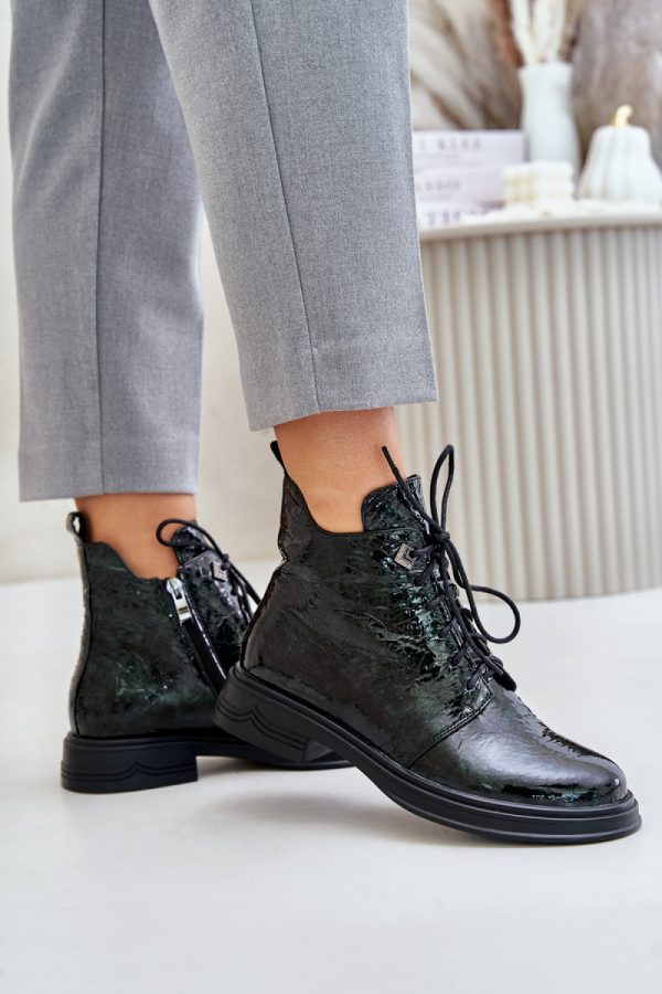 Green Boots in Women`s Ankle Boots & Booties with Fabric, Warmers, Footbed, Upper Height and Heel Height
