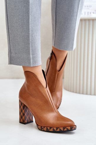 Brown Heel Boots in Women`s Ankle Boots & Booties with Fabric, Warmers, Footbed, Upper Height and Heel Height