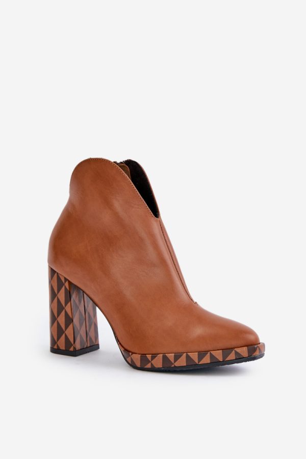 Brown Heel Boots in Women`s Ankle Boots & Booties with Fabric, Warmers, Footbed, Upper Height and Heel Height