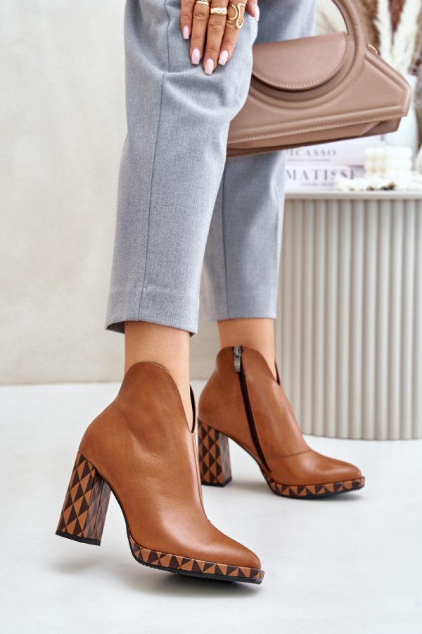 Brown Heel Boots in Women`s Ankle Boots & Booties with Fabric, Warmers, Footbed, Upper Height and Heel Height