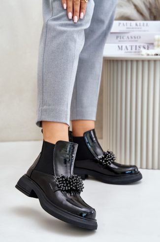 Black Boots in Women`s Ankle Boots & Booties with Fabric, Warmers, Footbed, Upper Height and Heel Height