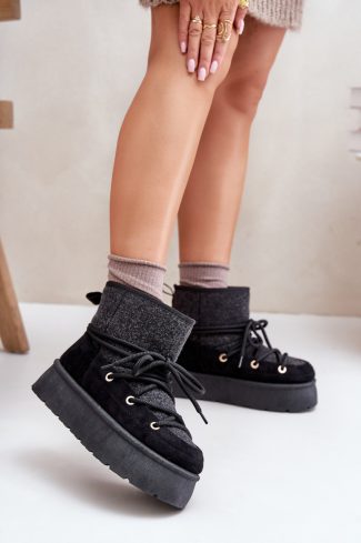 Black Snow Boots in Women`s Ankle Boots & Booties with Fabric, Warmers, Footbed, Upper Height and Platform Height