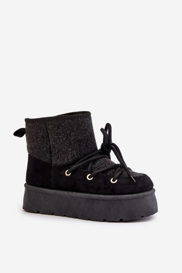 Black Snow Boots in Women`s Ankle Boots & Booties with Fabric, Warmers, Footbed, Upper Height and Platform Height