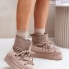 Beige Snow Boots in Women`s Ankle Boots & Booties with Fabric, Warmers, Footbed, Upper Height and Platform Height