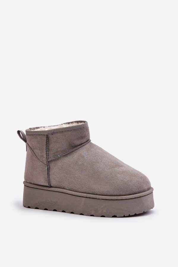 Grey Snow Boots in Women`s Ankle Boots & Booties with Fabric, Warmers, Footbed, Upper Height and Platform Height