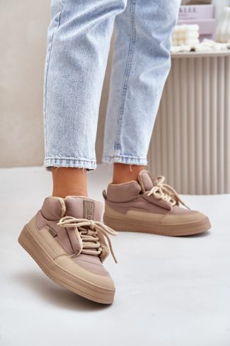 Beige Sport Shoes in Women`s Athletic Shoes, Trainers, Sneakers with Fabric, Warmers, Footbed, Upper Height and Platform Height