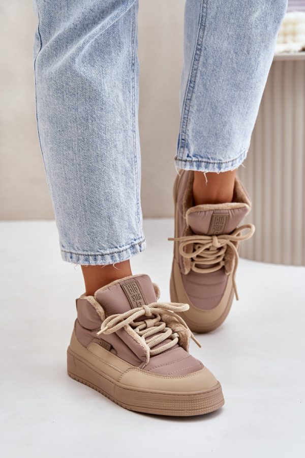 Beige Sport Shoes in Women`s Athletic Shoes, Trainers, Sneakers with Fabric, Warmers, Footbed, Upper Height and Platform Height