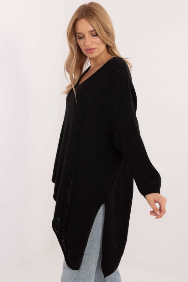 Black Jumper in Sweaters, Pullovers, Jumpers, Turtlenecks, Boleros, Shrugs with Polyamide, Polyacrylic, Viscose and Wool