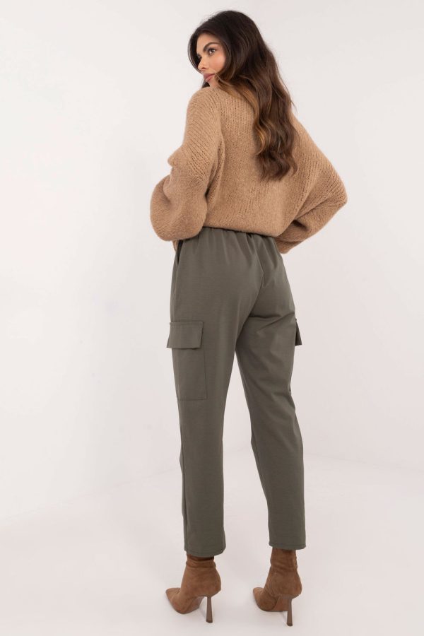 Green Women Trousers.Cotton, Spandex and Polyamide