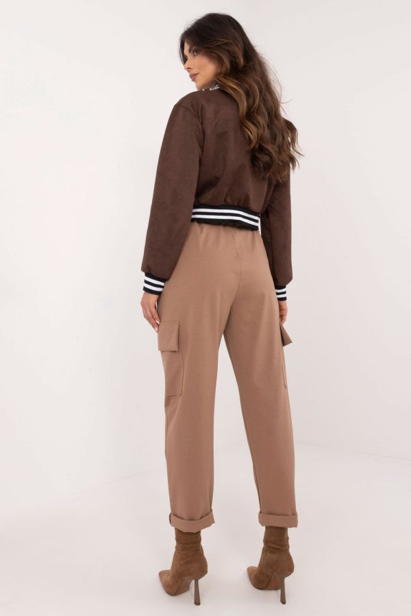 Brown Women Trousers in Pants, Trousers, Shorts with Cotton, Spandex and Polyamide