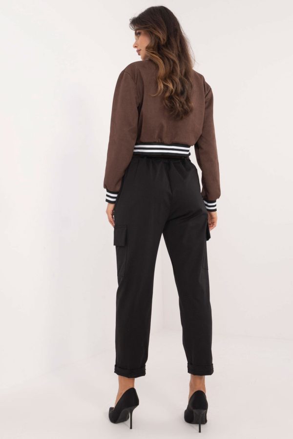 Black Women Trousers.Cotton, Spandex and Polyamide