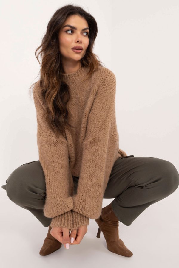 Brown Jumper in Sweaters, Pullovers, Jumpers, Turtlenecks, Boleros, Shrugs with Acrylic, Lana, Polyamide and Viscose
