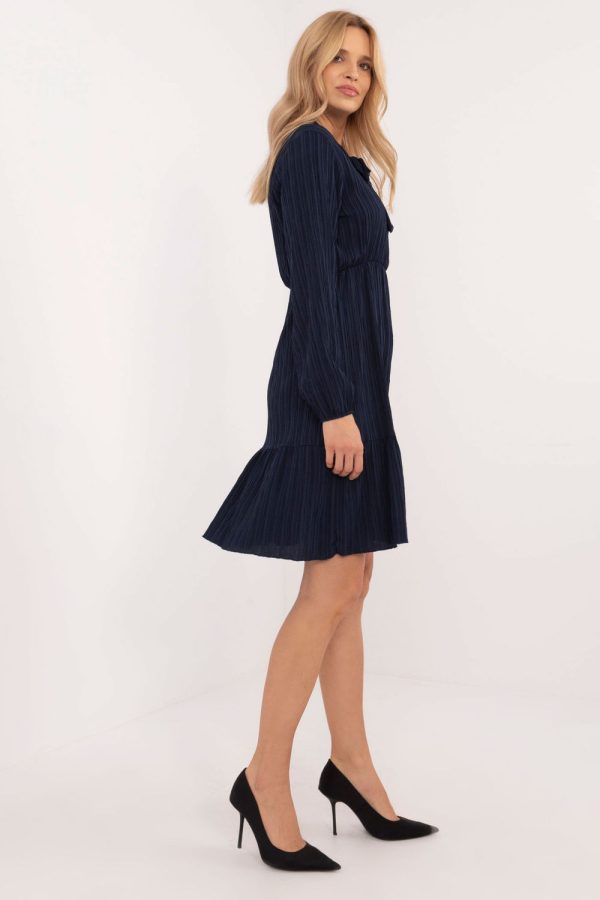 Navy Blue Daydress in Day Dresses with Spandex and Polyester