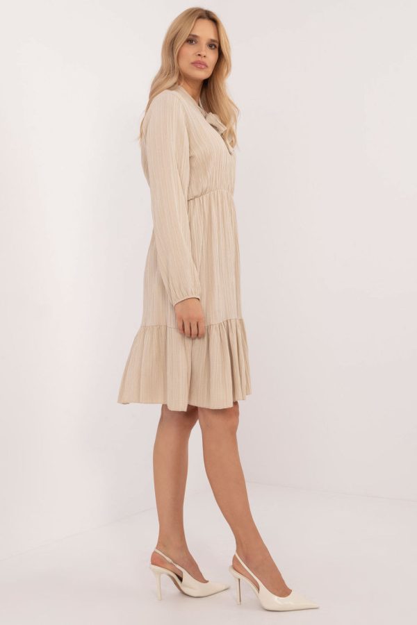 Beige Daydress in Day Dresses with Spandex and Polyester