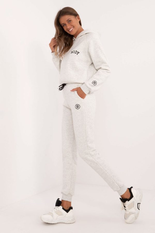 Grey Set in Pants, Trousers, Shorts with Cotton and Polyester