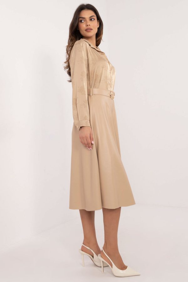 Beige Skirt in Skirts with Polyurethane and Polyester