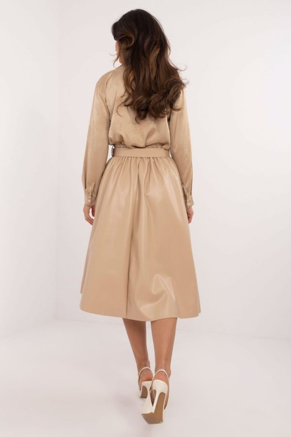 Beige Skirt in Skirts with Polyurethane and Polyester