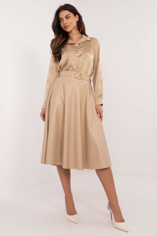 Beige Skirt in Skirts with Polyurethane and Polyester