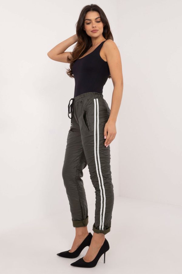 Green Women Trousers in Pants, Trousers, Shorts with Spandex, Polyester and Viscose