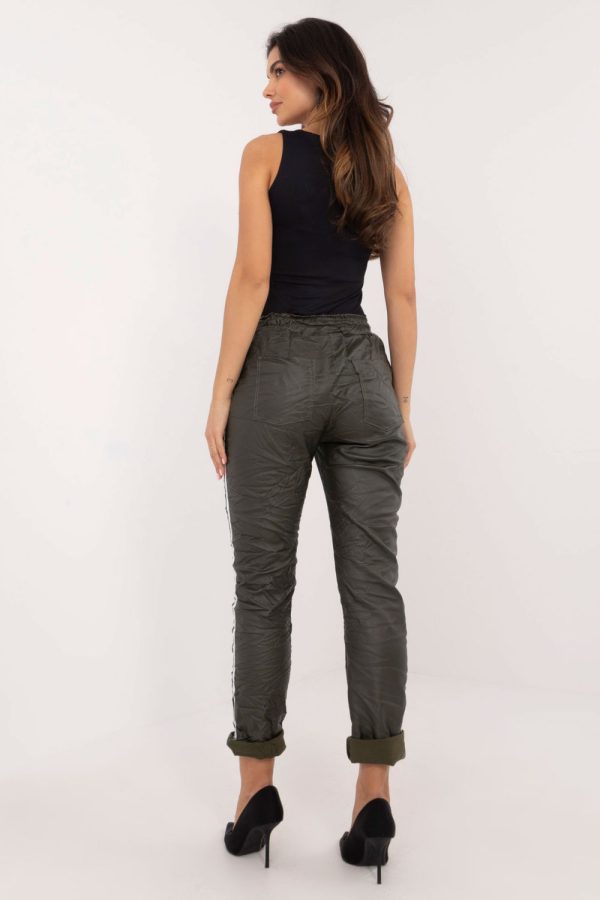 Green Women Trousers in Pants, Trousers, Shorts with Spandex, Polyester and Viscose