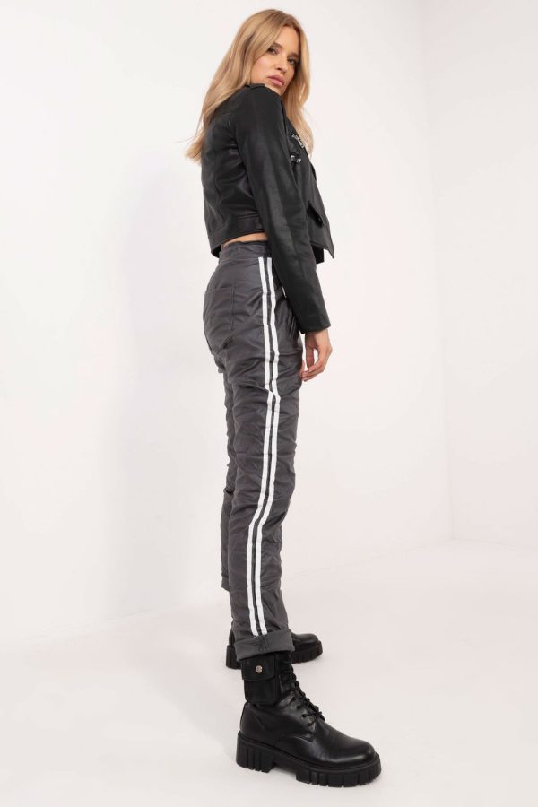 Grey Women Trousers in Pants, Trousers, Shorts with Spandex, Polyester and Viscose