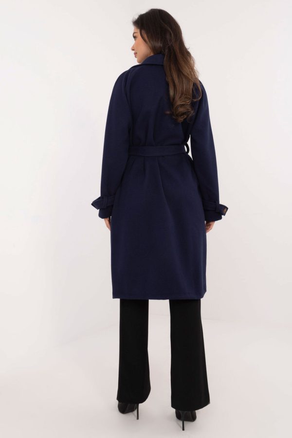 Navy Blue Coat in Women`s Coats, Jackets with Polyester