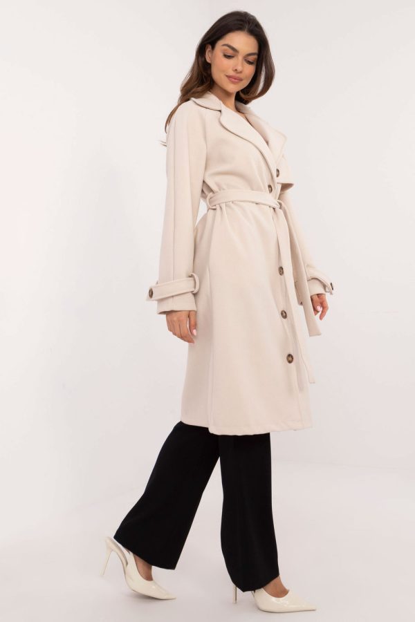 Beige Coat in Women`s Coats, Jackets with Polyester