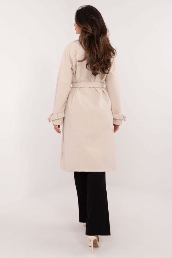 Beige Coat in Women`s Coats, Jackets with Polyester