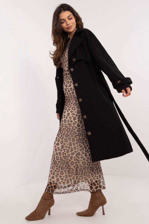 Black Coat in Women`s Coats, Jackets with Polyester