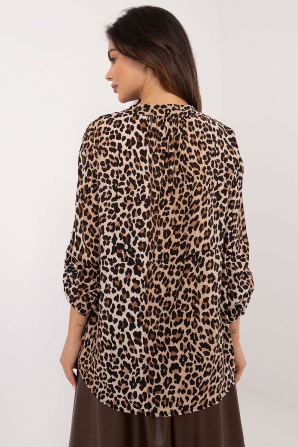 Beige Blouse in Women`s Blouses, Tunics with Nylon and Viscose