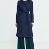 Navy Blue Coat in Women`s Coats, Jackets with Spandex and Polyester