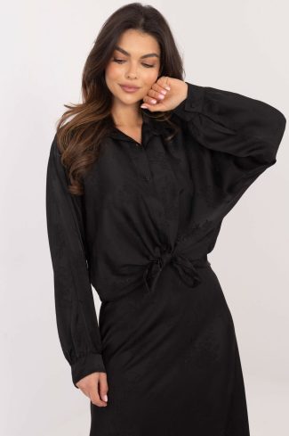 Black Long Sleeve Shirt in Shirts For Women with Spandex and Polyester