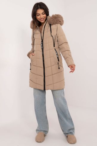 Beige Jacket in Women`s Coats, Jackets with Polyester