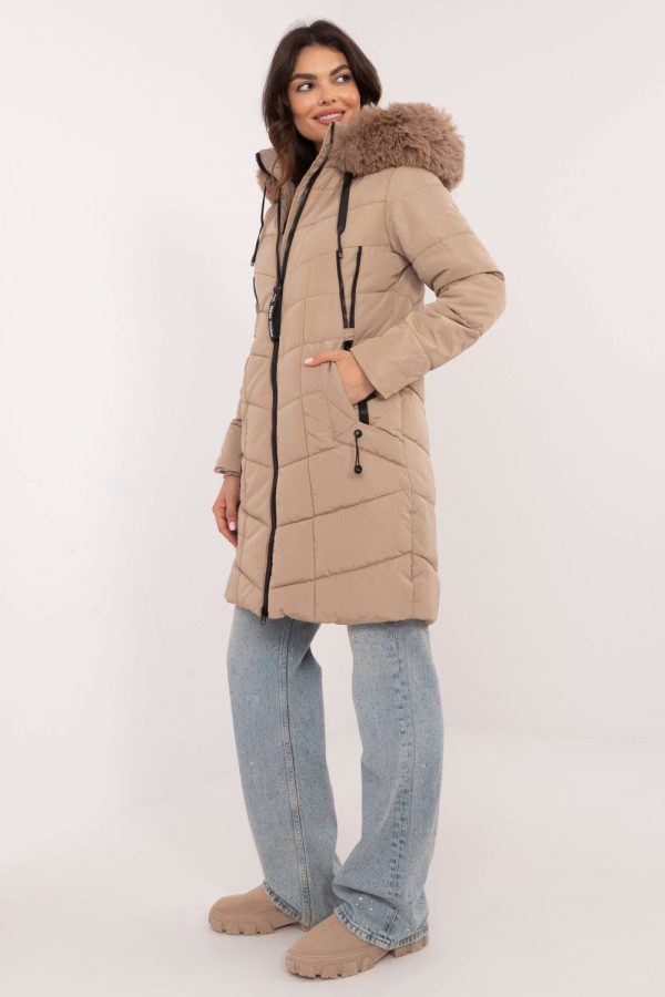 Beige Jacket in Women`s Coats, Jackets with Polyester