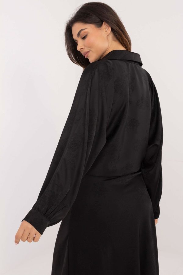 Black Long Sleeve Shirt in Shirts For Women with Spandex and Polyester