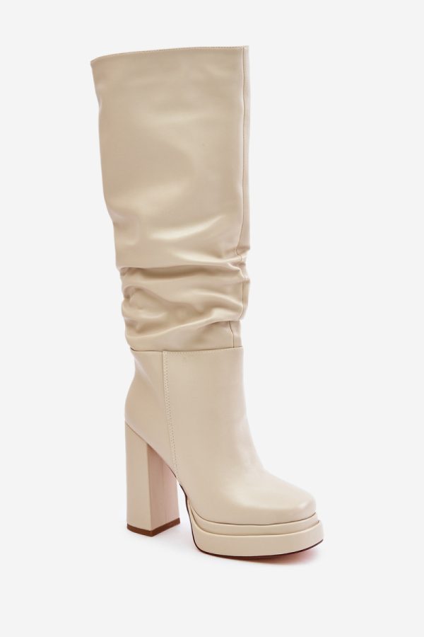 beige Heel boots model 202603 Step in style