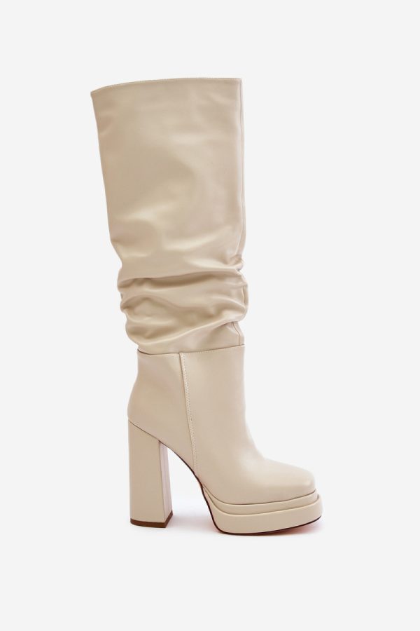 beige Heel boots model 202603 Step in style