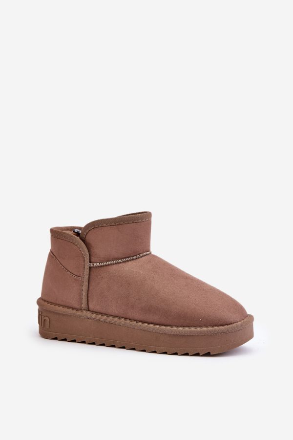 Beige Snow Boots in Women`s Ankle Boots & Booties with Fabric, Warmers, Footbed, Upper Height and Platform Height