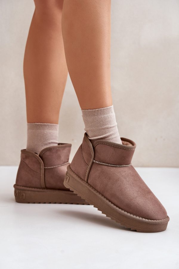 Beige Snow Boots in Women`s Ankle Boots & Booties with Fabric, Warmers, Footbed, Upper Height and Platform Height